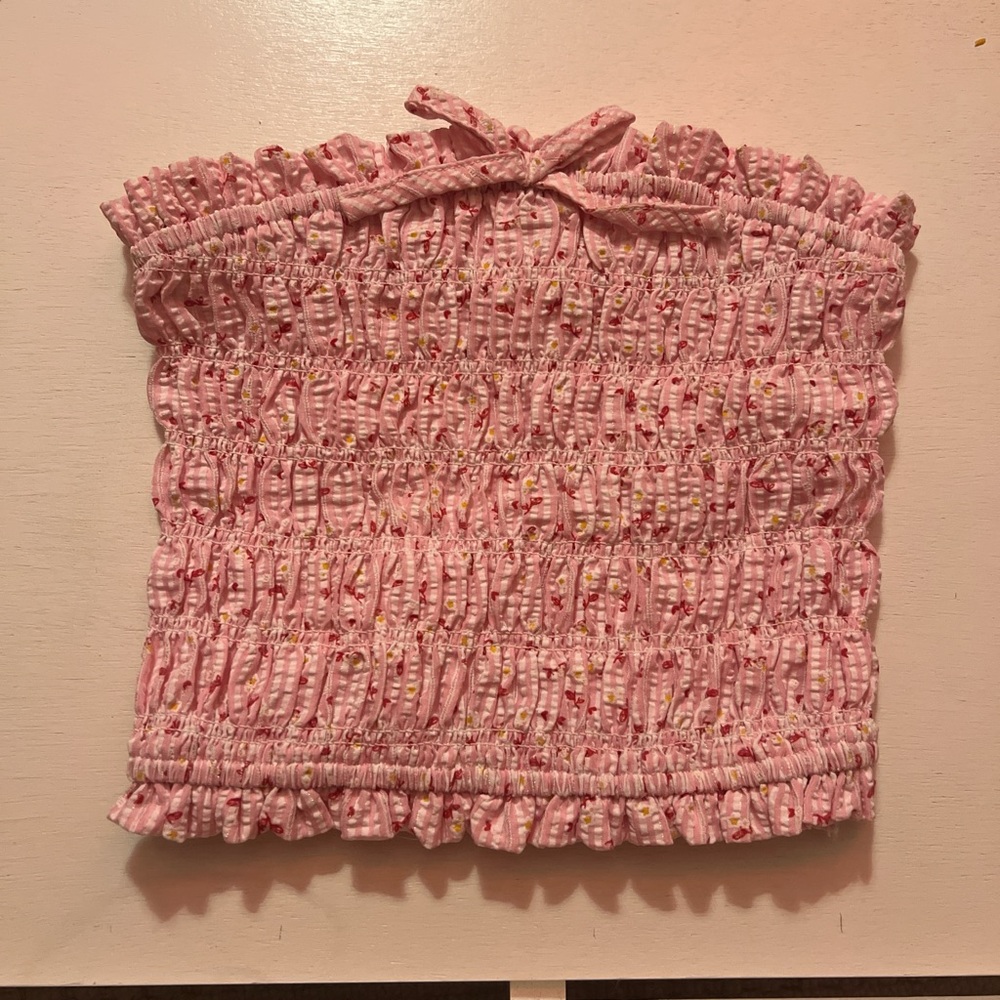 Tilly's Pink Smocked Crop Top
